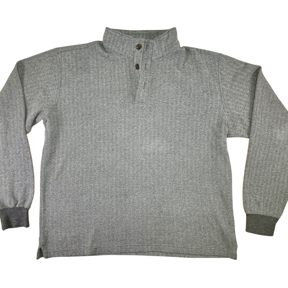 Peter Millar Gray Herringbone Cotton Quarter Zip Pullover Sweater‎ Size M